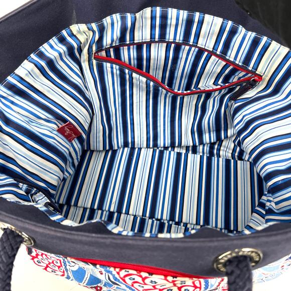 Vera Bradley Seaside Miller Grand Tote Blue Paisley Double Handle - Picture 7 of 14